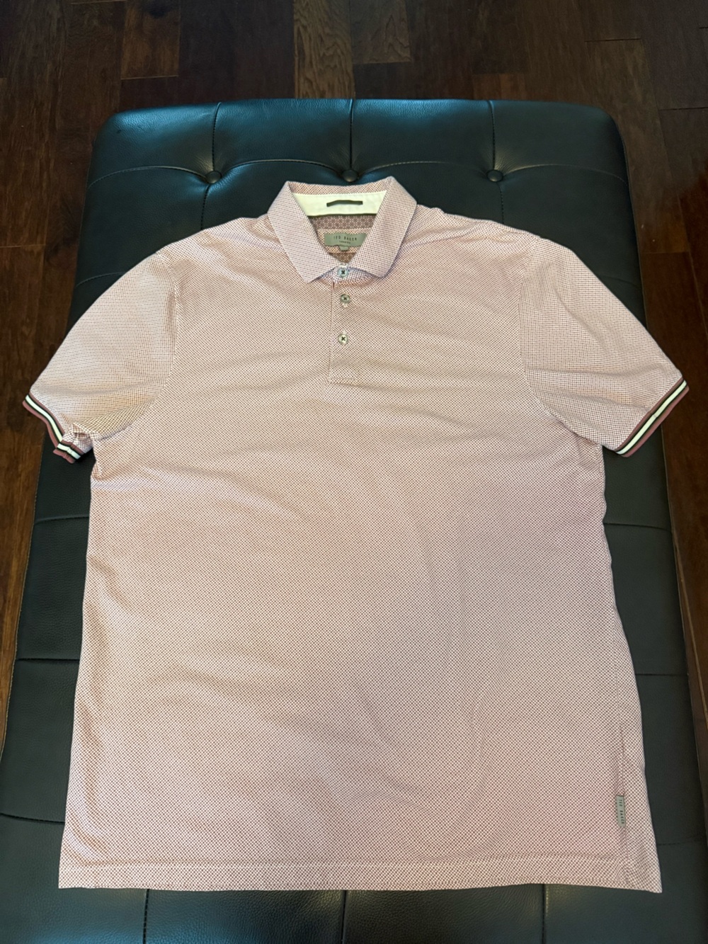 Ted Baker Men's Pink Micro-Pattern Polo with Contrast Trim